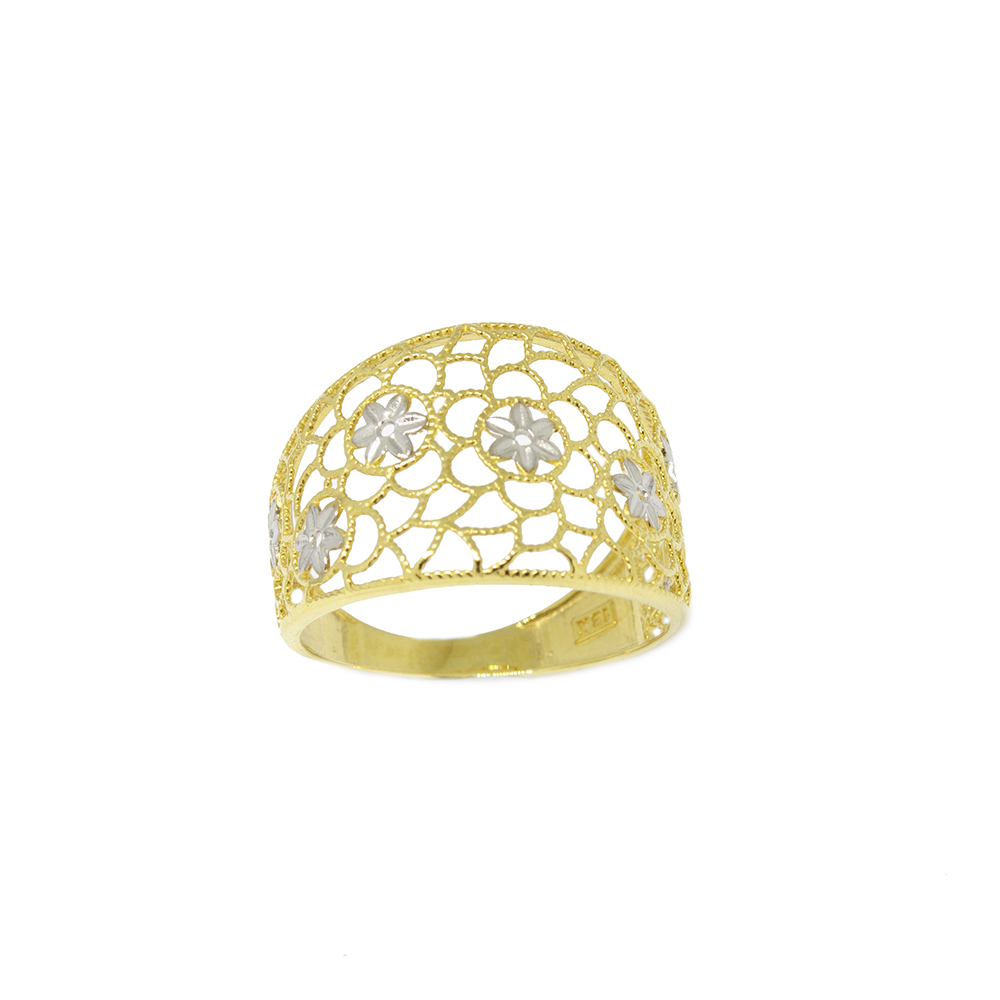 Anel Infinitas Flores Vazado em Ouro 18 Kilates � 25451